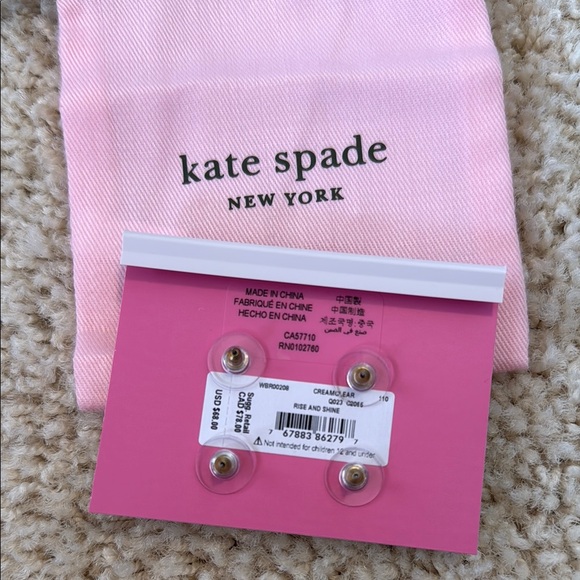 NWT! Kate Spade Silver and White Stud Earrings - Picture 2 of 2